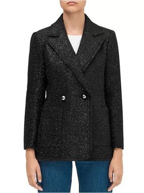 kate spade Black Tinsel Tweed Double-Breasted Blazer